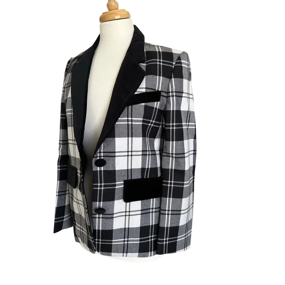Hunter Bell Catherine Blazer Black White Plaid Checkered - Jacket