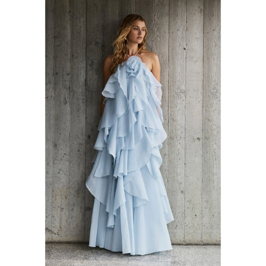 Aje Pandorea Layered Maxi Dress Silver Blue | Evening Gown