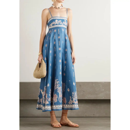 Alemais Acacia printed linen midi dress - Dress