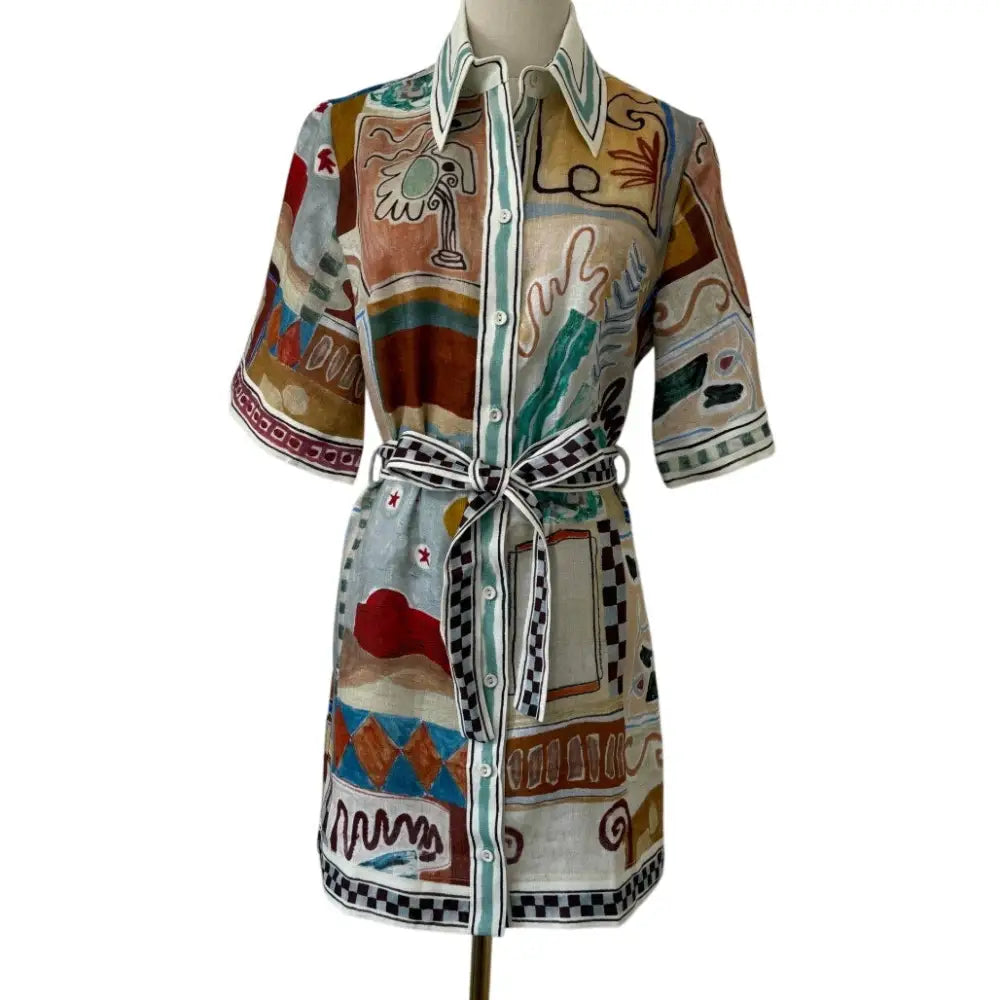 ALEMAIS Michelle Linen Mini Shirtdress - Dress