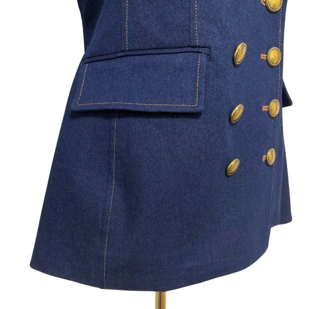Veronica Beard Claude Dickey Jacket Denim Double-Breasted Blazer