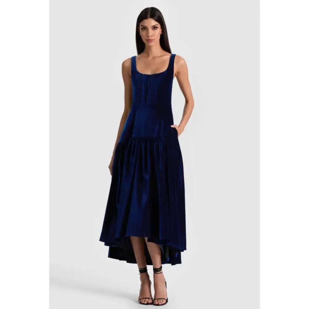 Alice + Olivia DIANA VELVET STRUCTURED MIDI DRESS - Dress