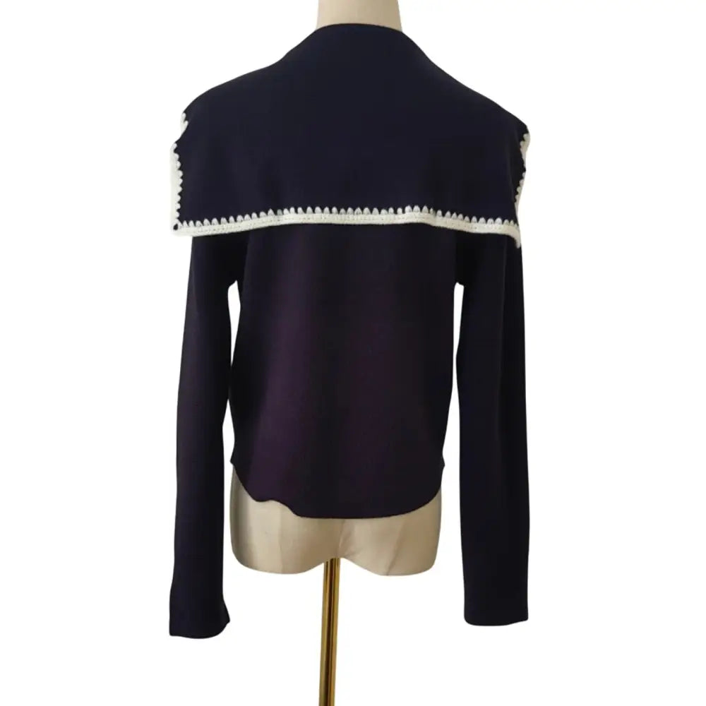 Sezane Naya Jumper Marine with Ecru Details - Tops