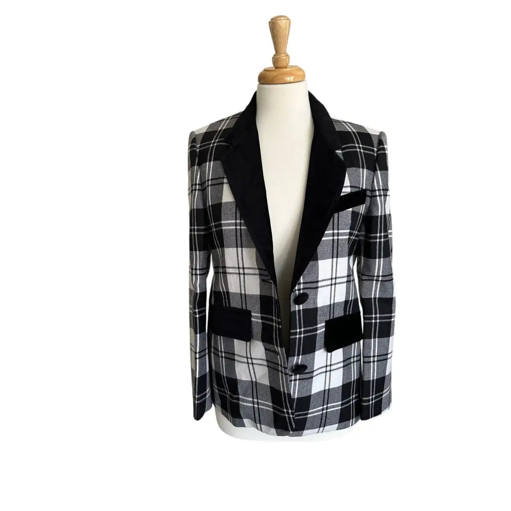 Hunter Bell Catherine Blazer Black White Plaid Checkered - Jacket
