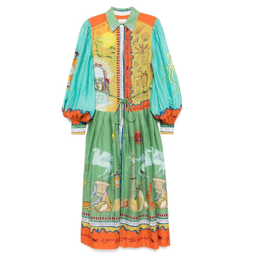 ALEMAIS surrealist summer ramie shirt dress - Dress