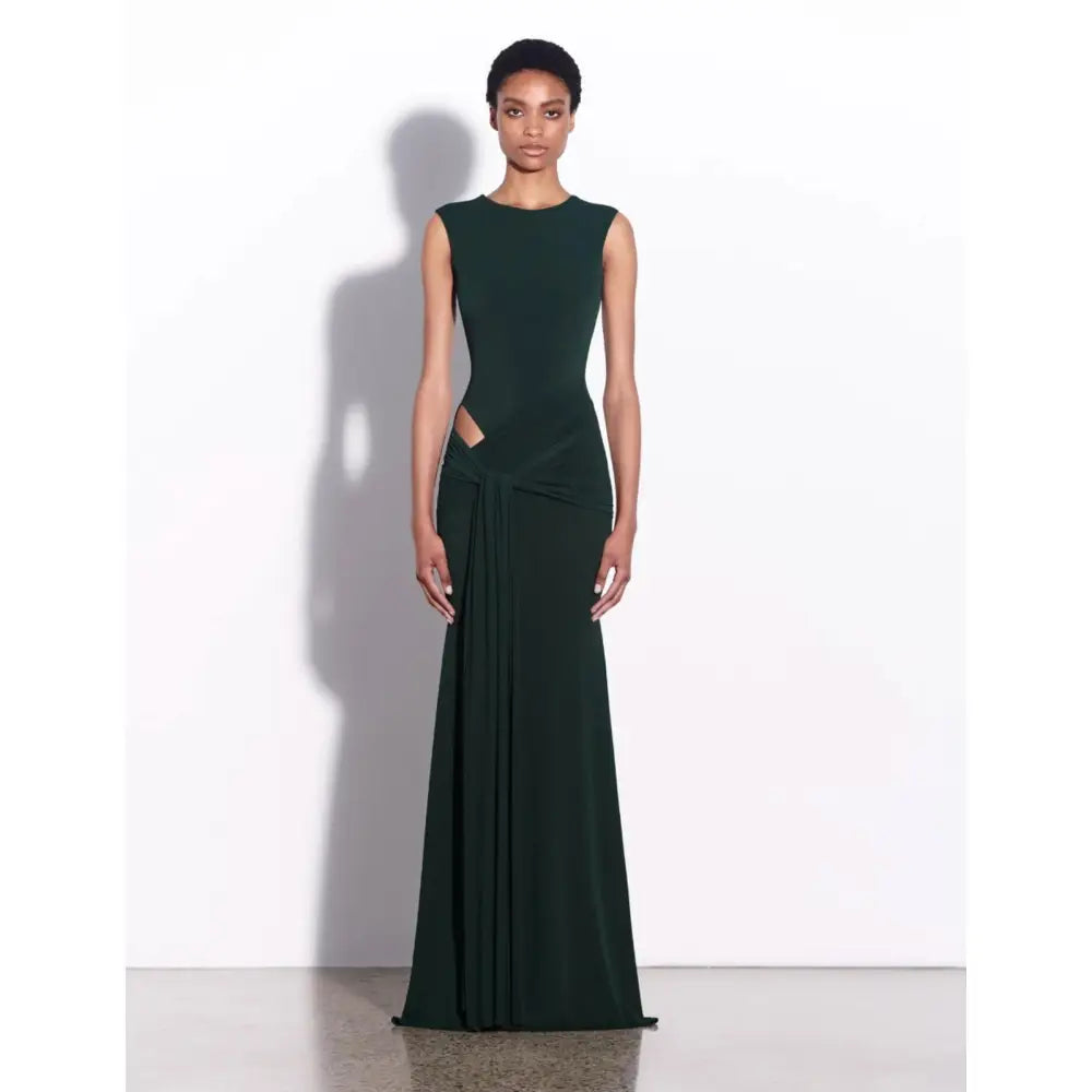 Alex Perry Sleeveless Cut Out Wrap Gown in Crepe Jersey - 6 - Dress