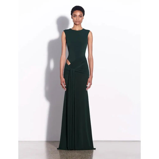 Alex Perry Sleeveless Cut Out Wrap Gown in Crepe Jersey - 6 - Dress