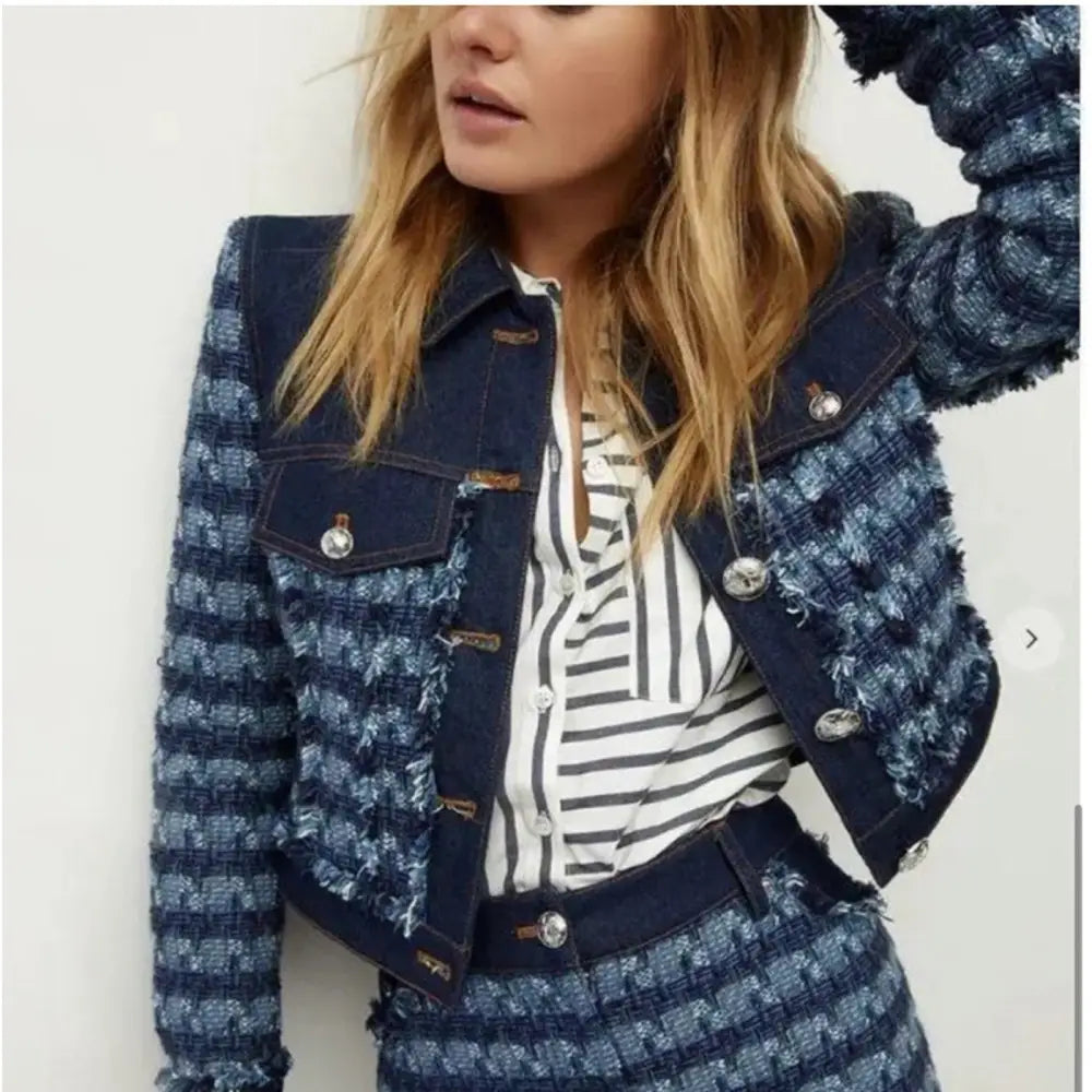 Veronica Beard Santo Jacket Tweed Denim - Jacket