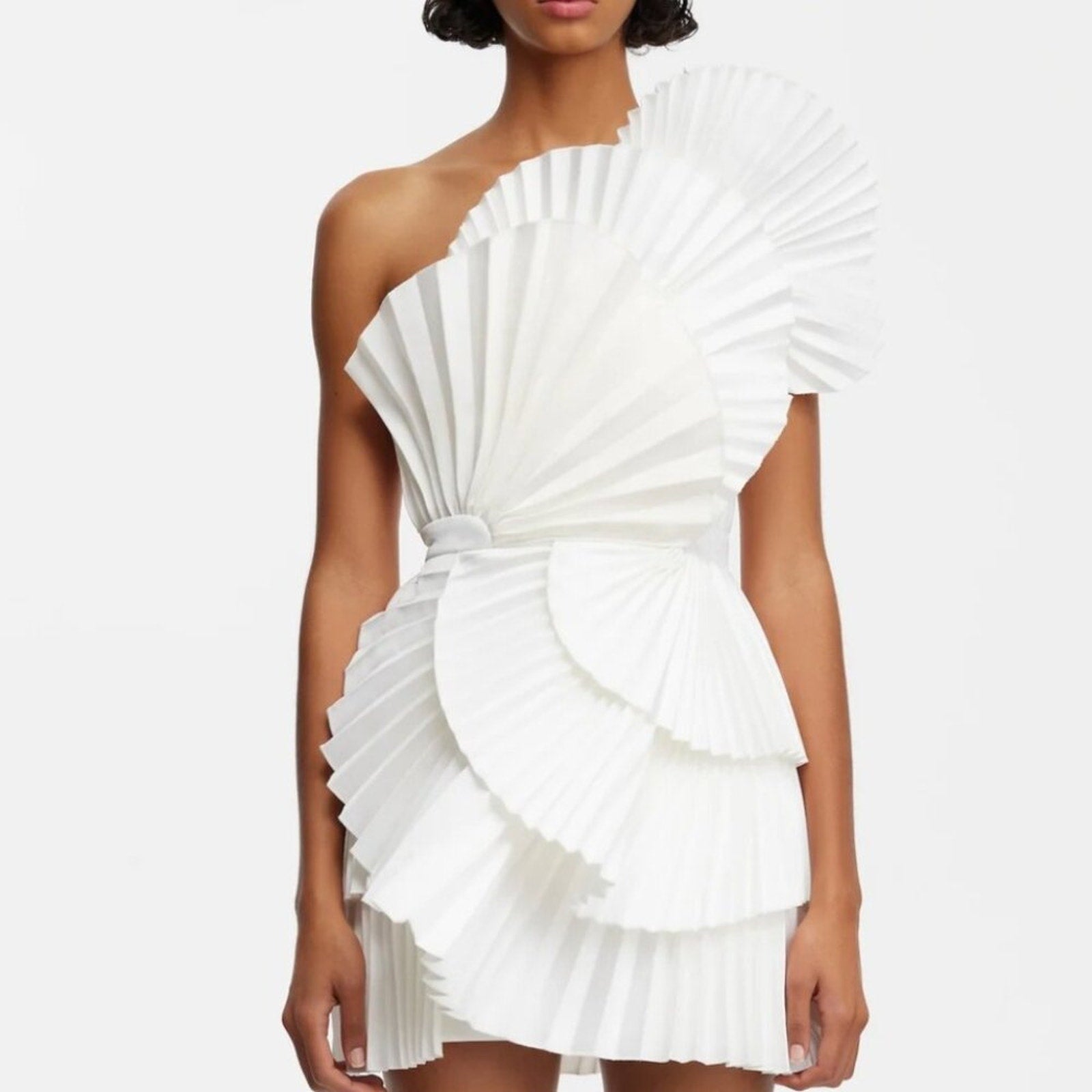 Acler WHITE PLEATED ABBOTSFORD MINI DRESS - Acler Bernardi Collective