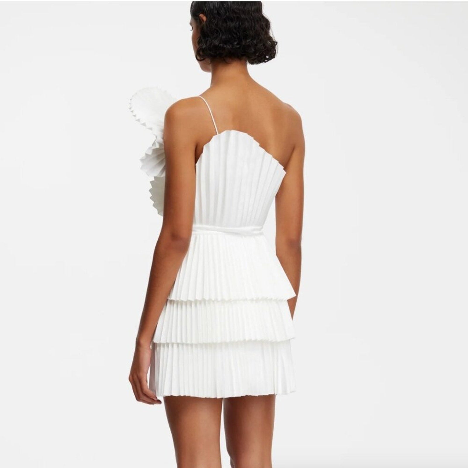 Acler WHITE PLEATED ABBOTSFORD MINI DRESS - Acler Bernardi Collective