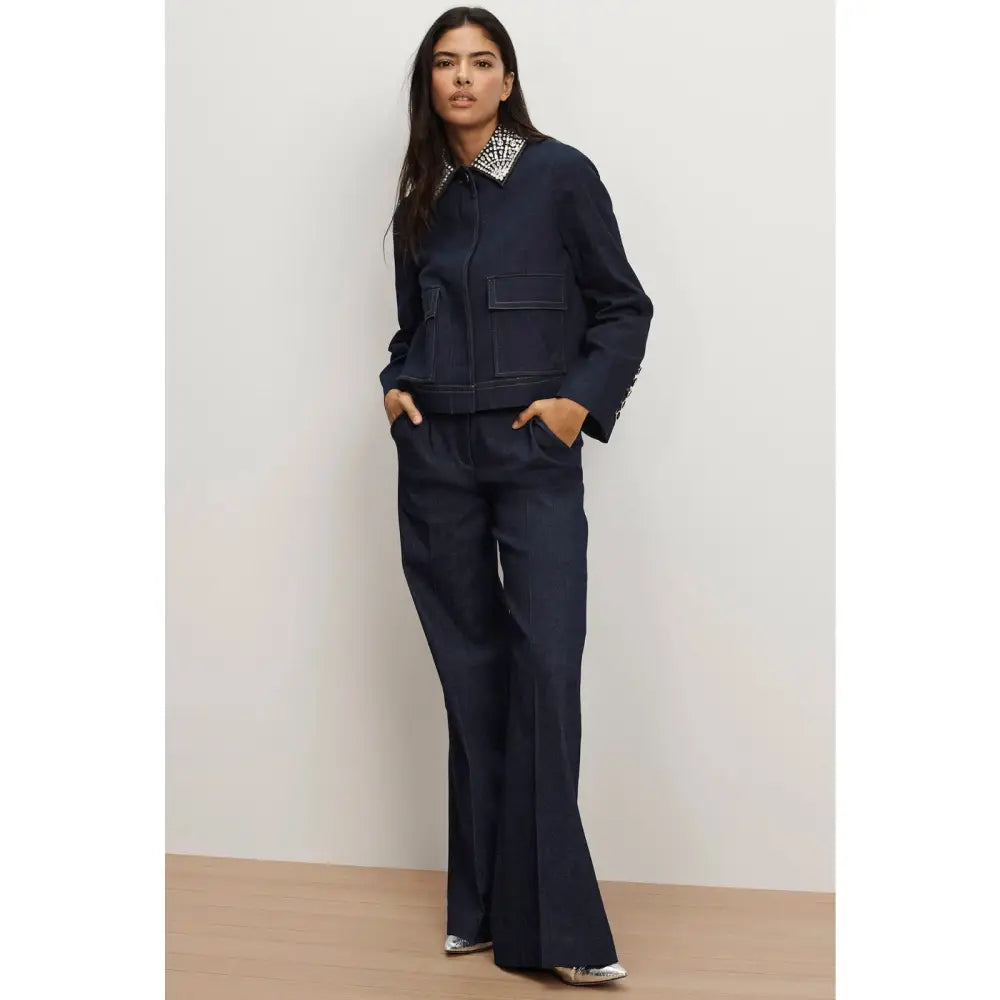 Veronica Beard Crue Wide-Leg Denim Pant