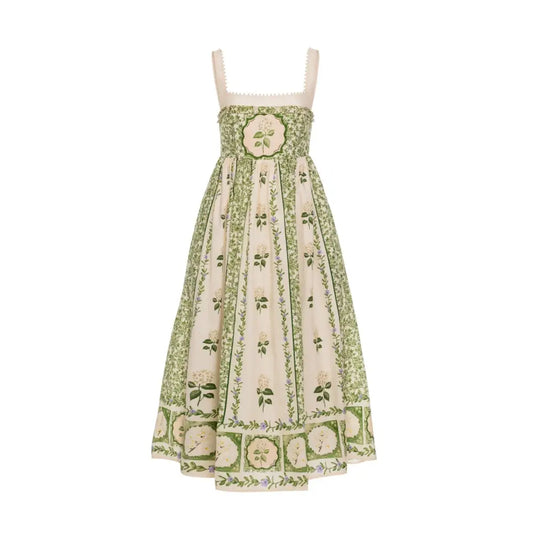 Agua by Agua Bendita Barbara floral cotton midi dress - L - Dress