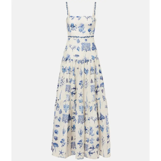 Agua by Agua Bendita Lima printed linen maxi dress - S - Dress