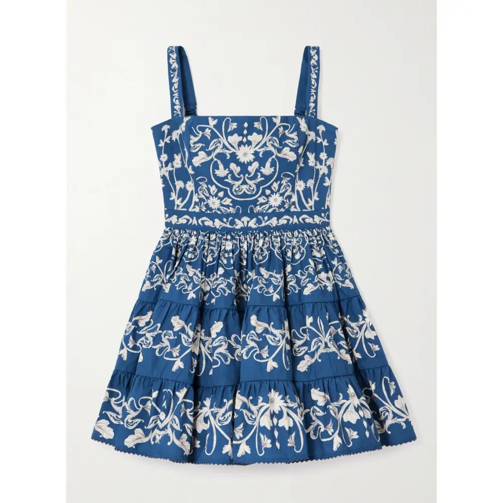 AGUA BY AGUA BENDITA Lima Ribbons tiered floral print cotton mini dress Dress