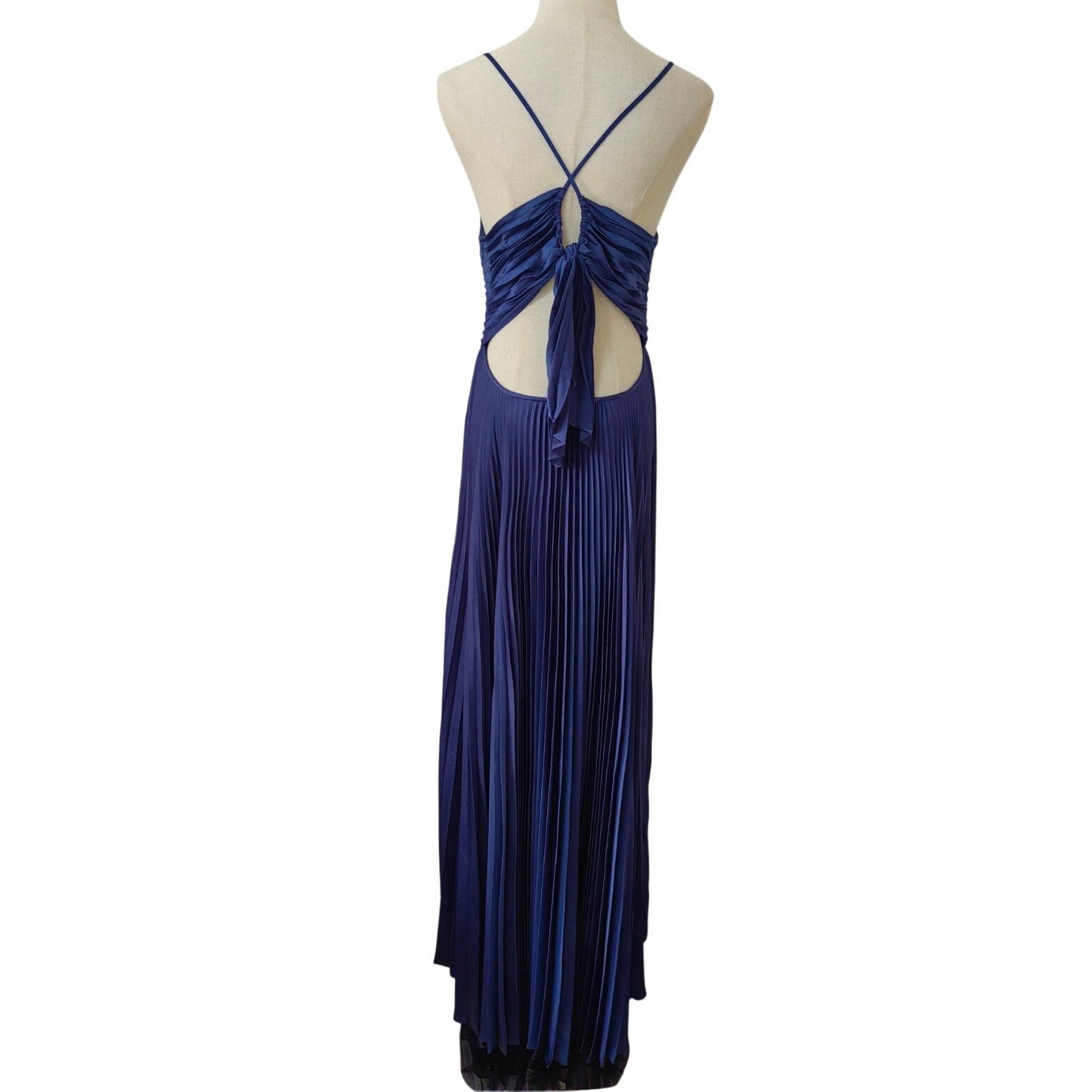 ALC Aries Satin Pleated Dress Navy Blue Riviera - Dress