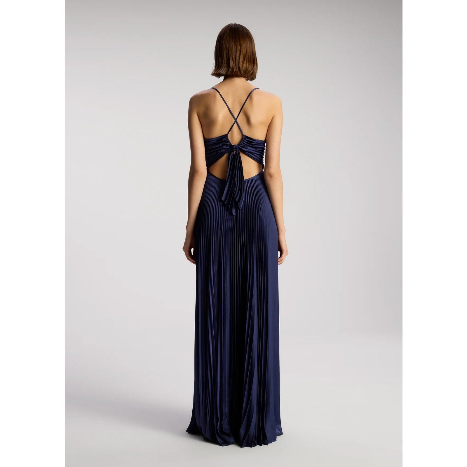ALC Aries Satin Pleated Dress Navy Blue Riviera - Dress