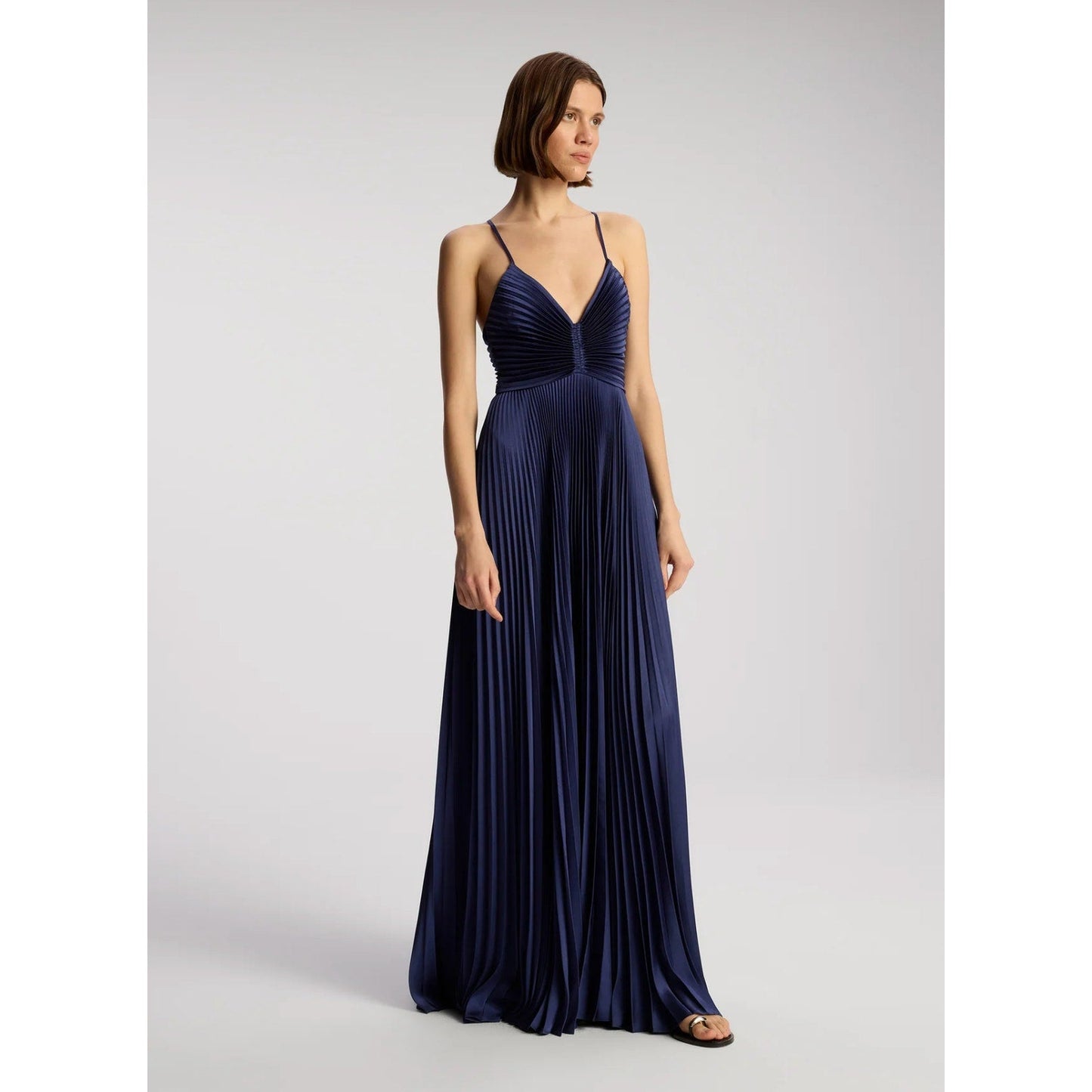 ALC Aries Satin Pleated Dress Navy Blue Riviera - Dress