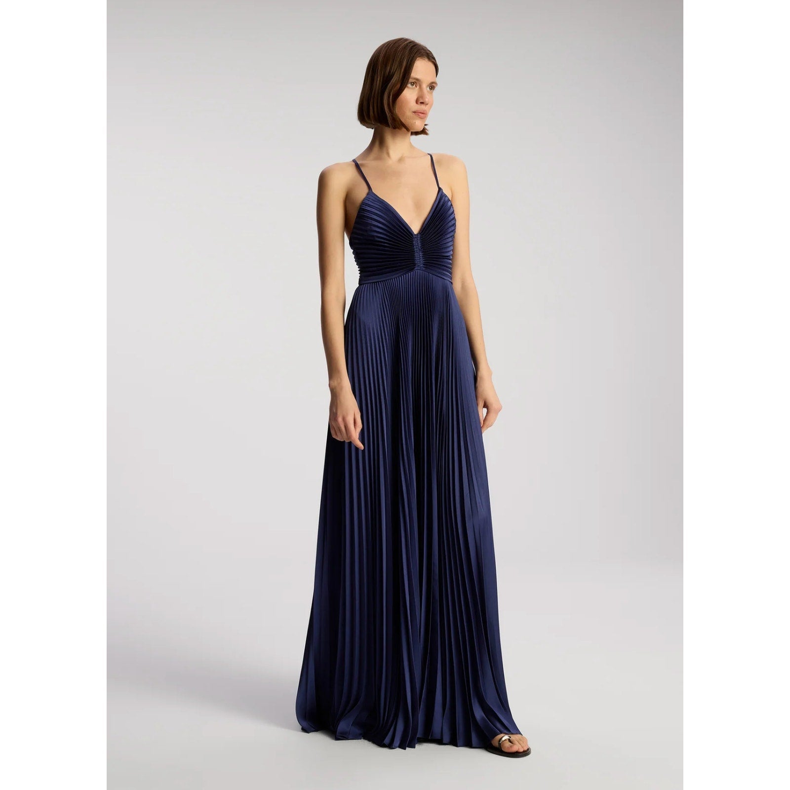 ALC Aries Satin Pleated Dress Navy Blue Riviera - Dress