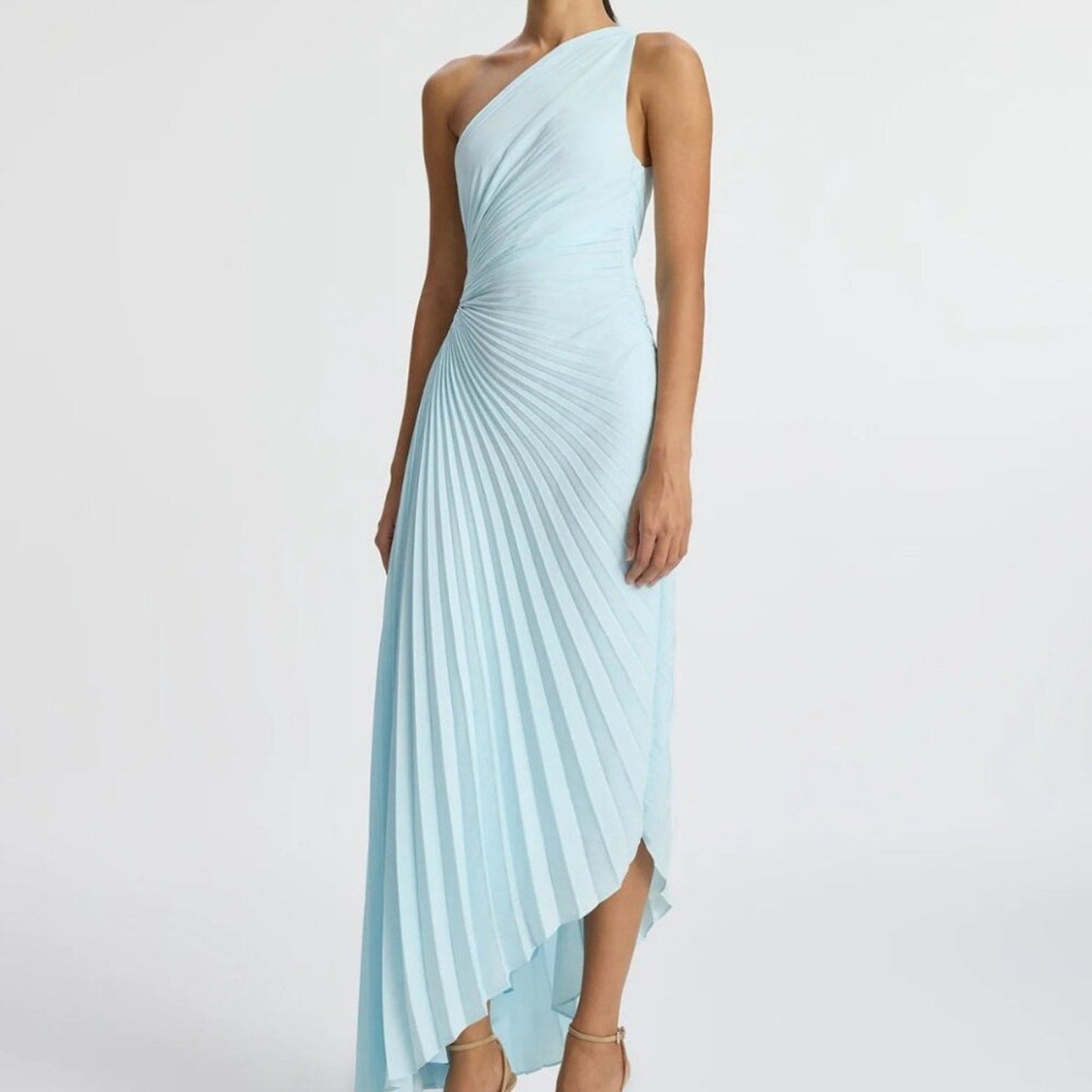 ALC Delfina Matte Pleated Dress Aqua Baby Blue - A.L.C. Bernardi Collective