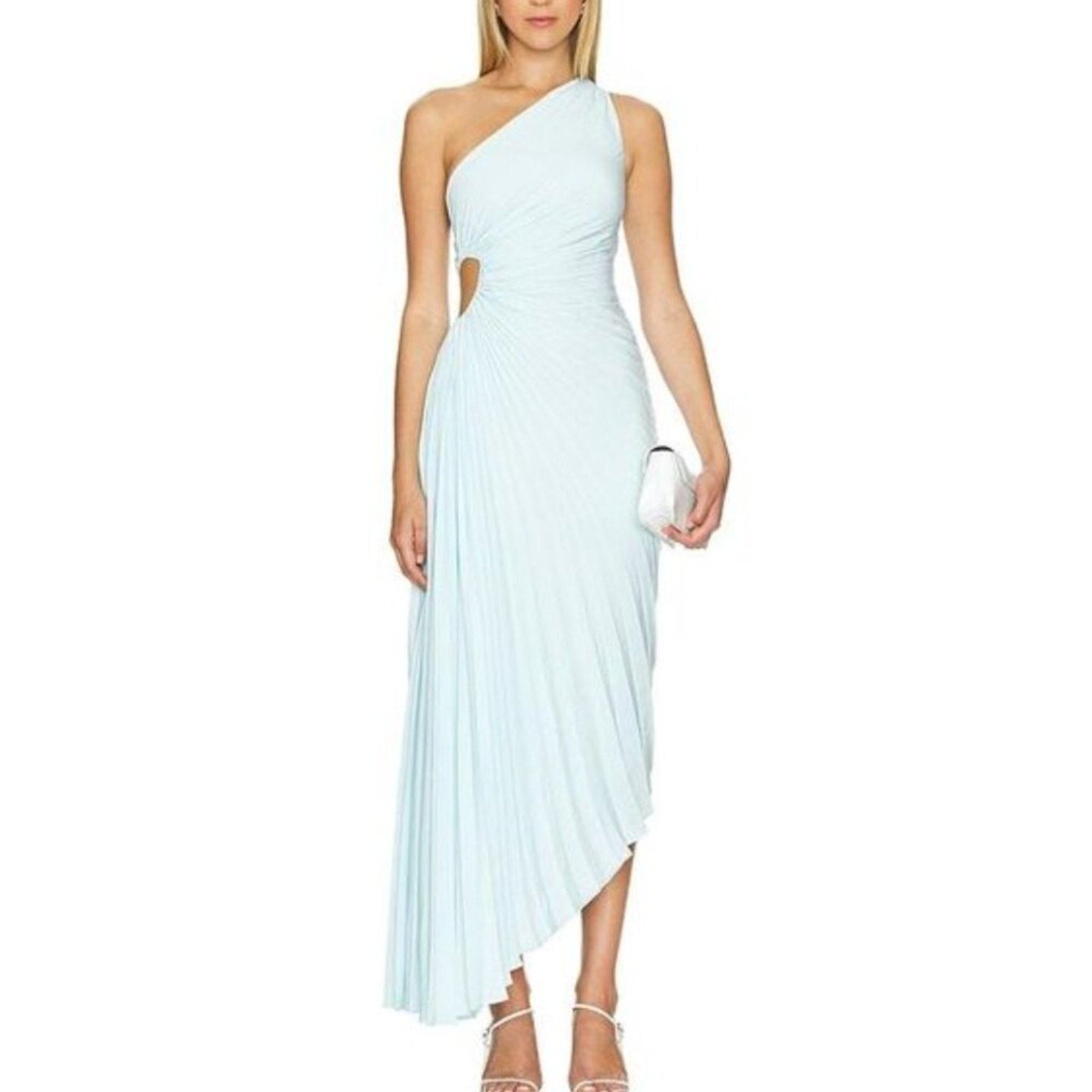 ALC Delfina Matte Pleated Dress Aqua Baby Blue - A.L.C. Bernardi Collective