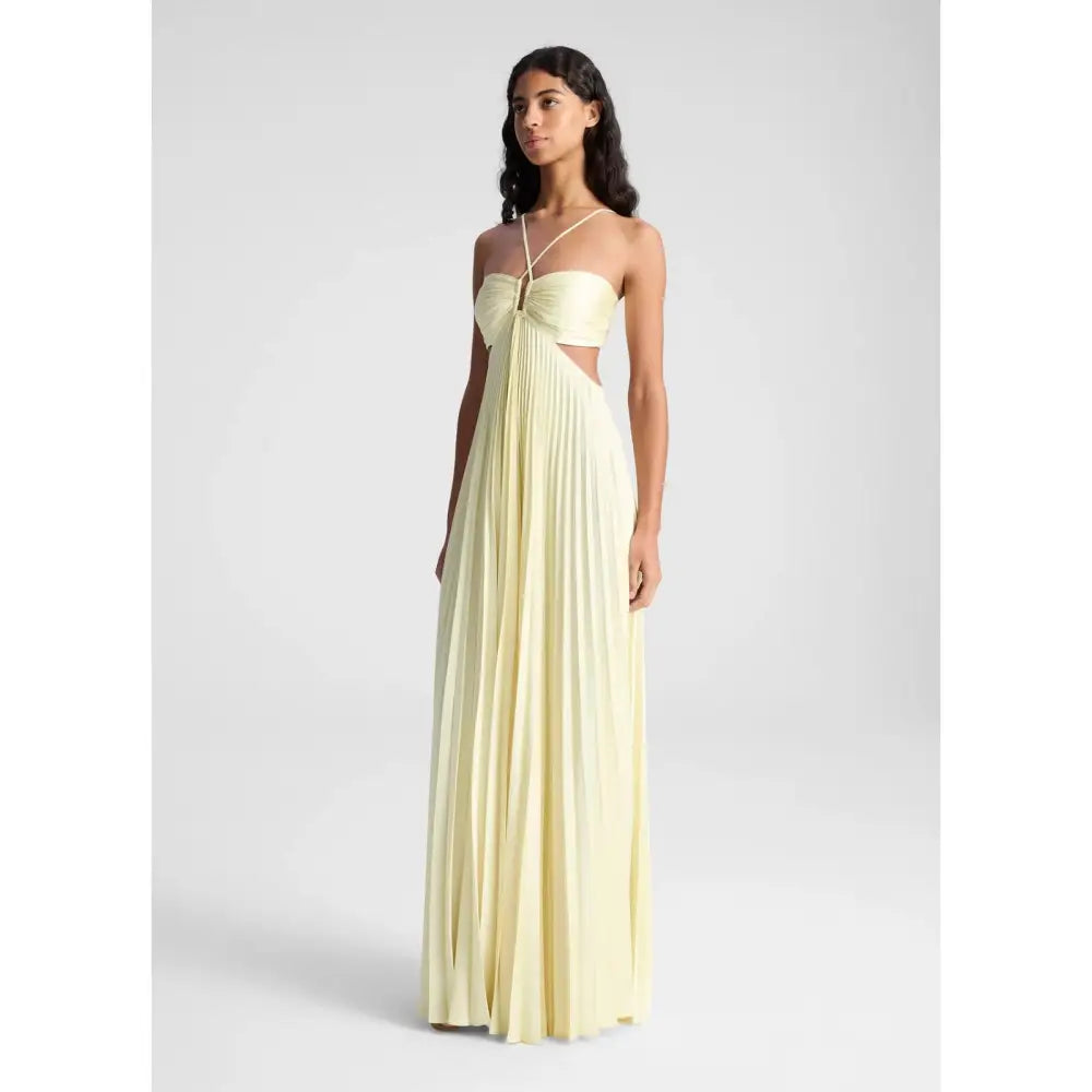 satin pleated dress ALC Moira Satin Pleated Maxi Dress