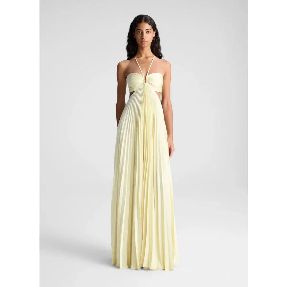Moira Satin Pleated Maxi Dress