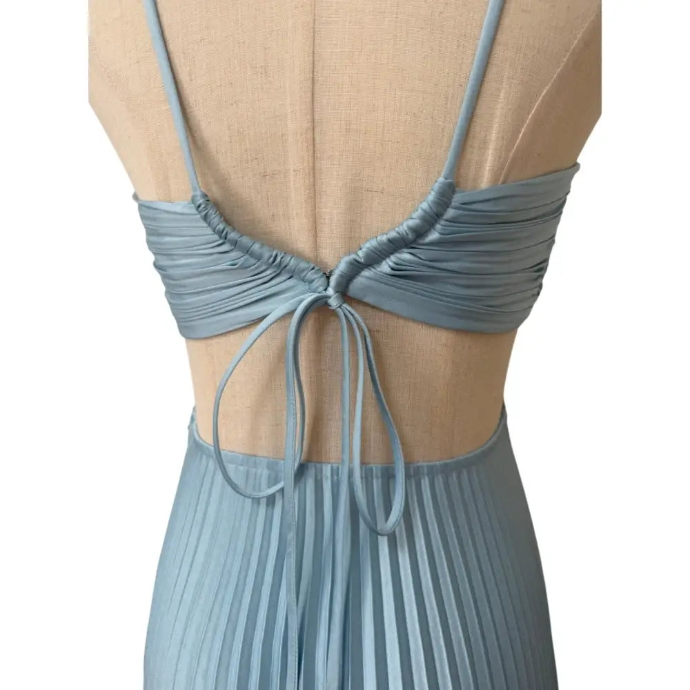 ALC Moira Satin Pleated Maxi Dress Delphinium Blue - Dress