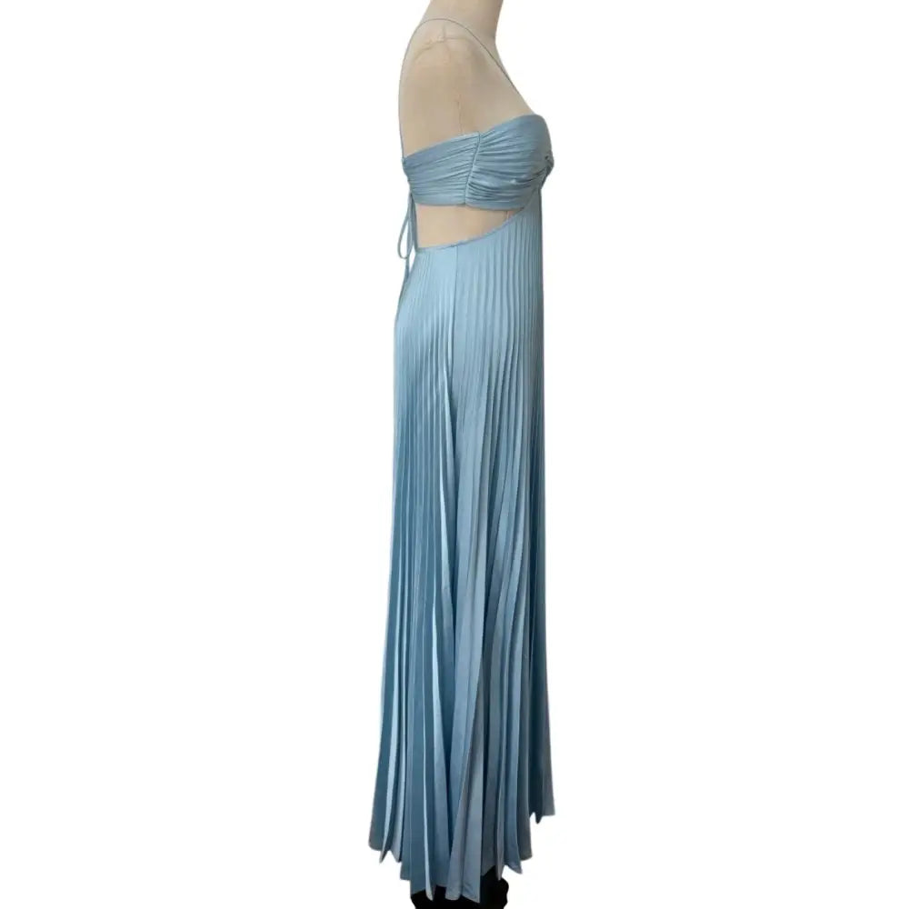 ALC Moira Satin Pleated Maxi Dress Delphinium Blue - Dress