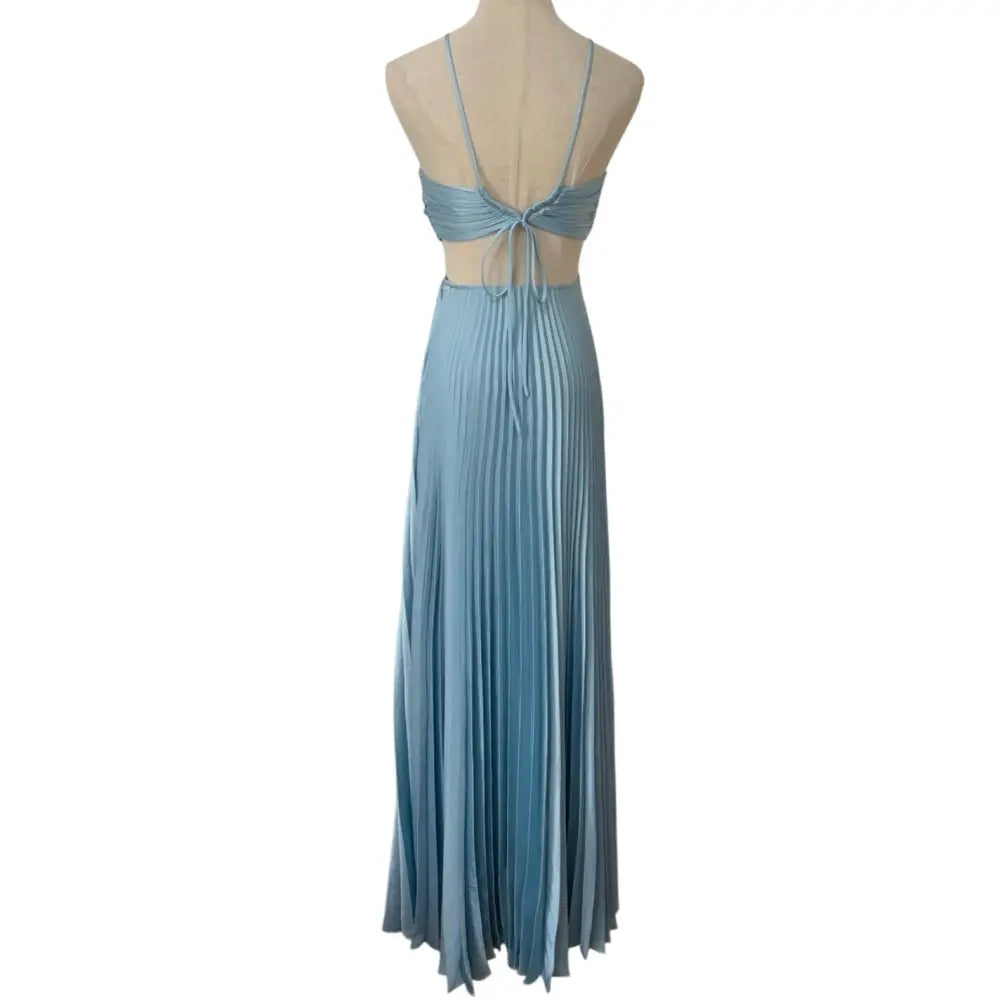ALC Moira Satin Pleated Maxi Dress Delphinium Blue - Dress