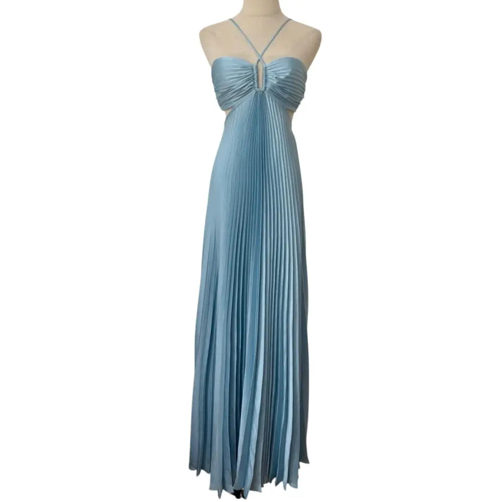 ALC Moira Satin Pleated Maxi Dress Delphinium Blue - Dress