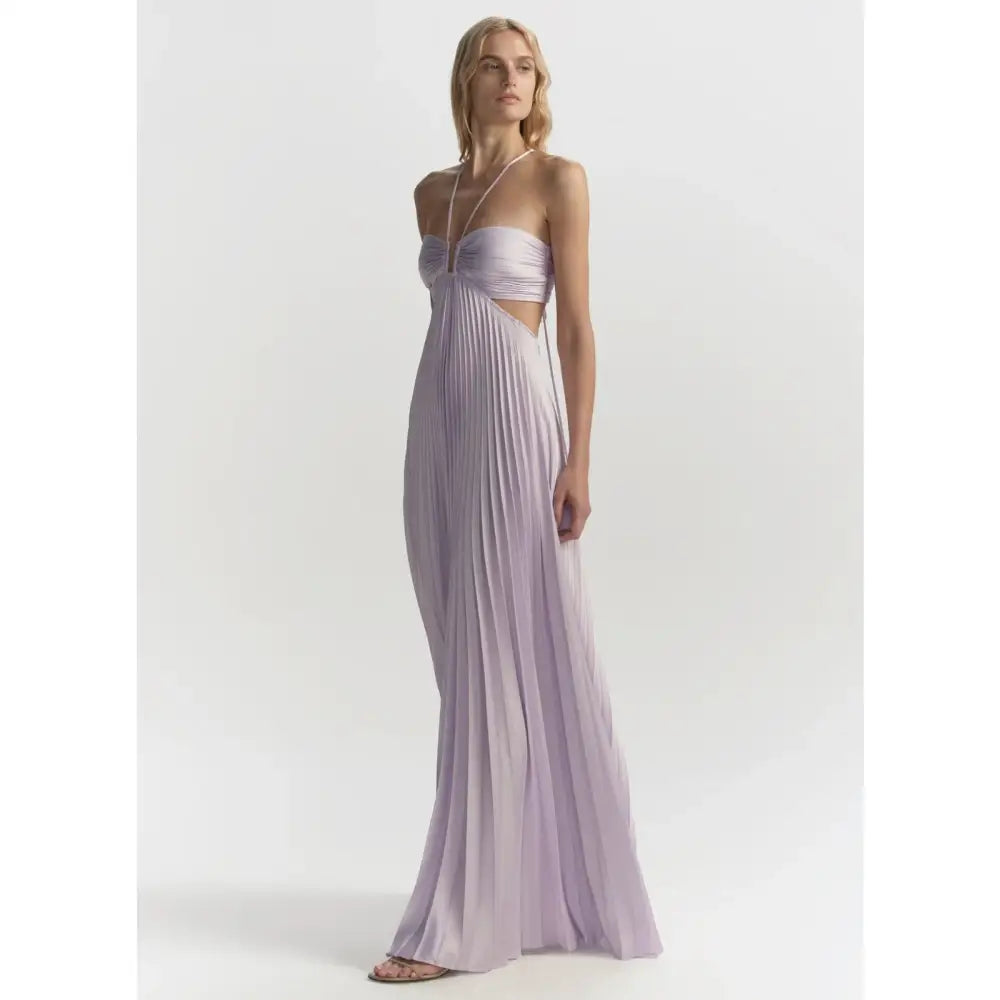 ALC Moira Satin Pleated Maxi Dress Lilac - Dress