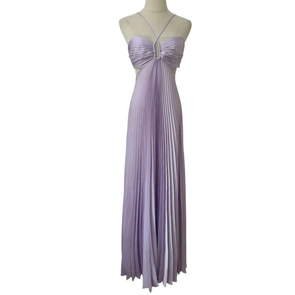 ALC Moira Satin Pleated Maxi Dress Lilac - Dress