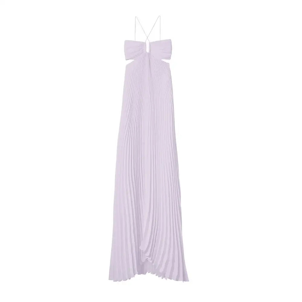 ALC Moira Satin Pleated Maxi Dress Lilac - Dress