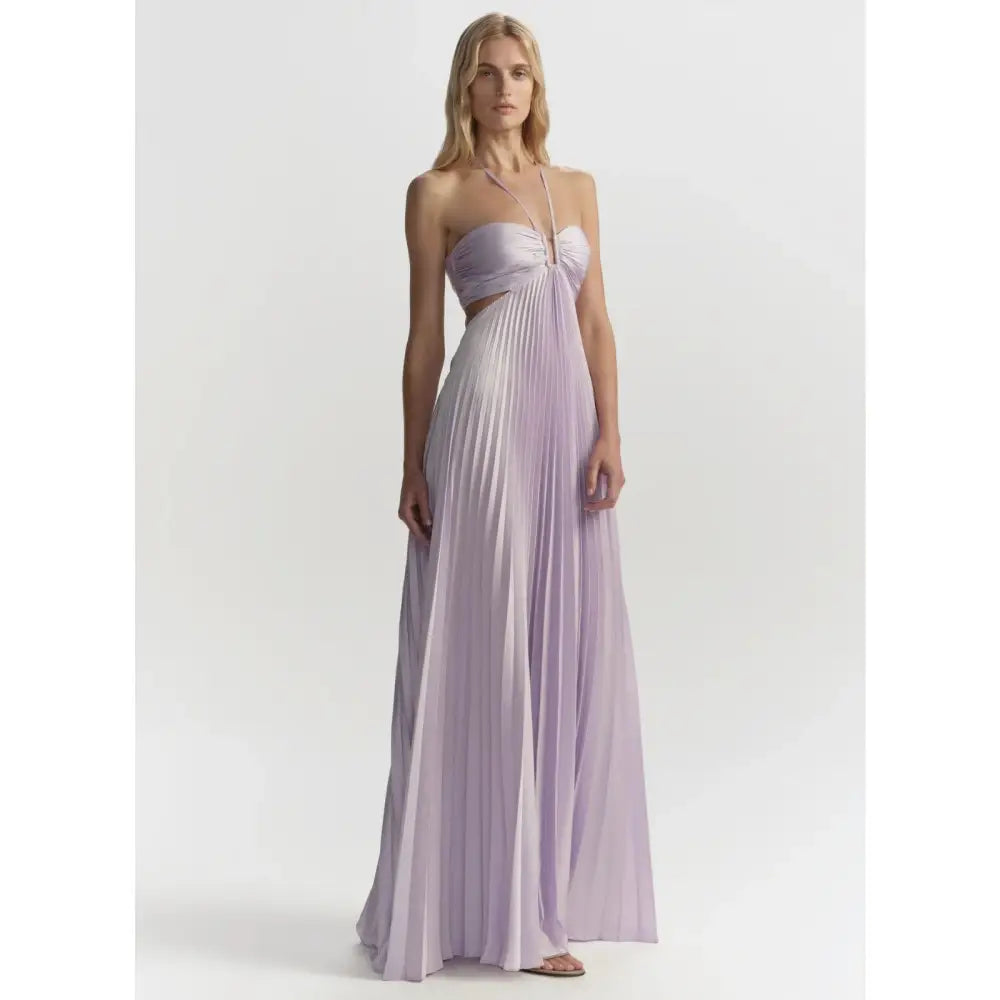 ALC Moira Satin Pleated Maxi Dress Lilac - Dress