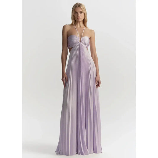 ALC Moira Satin Pleated Maxi Dress Lilac - Dress