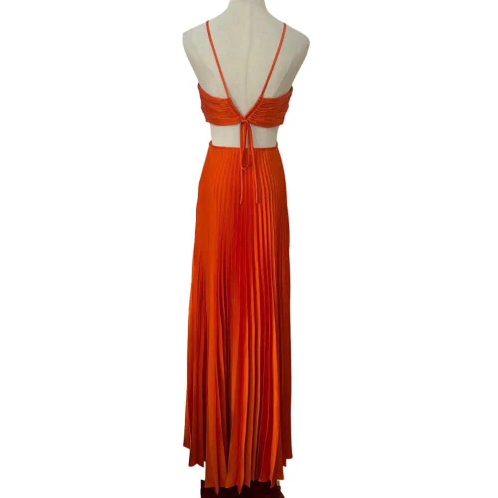 ALC Moira Satin Pleated Maxi Dress Persimmon