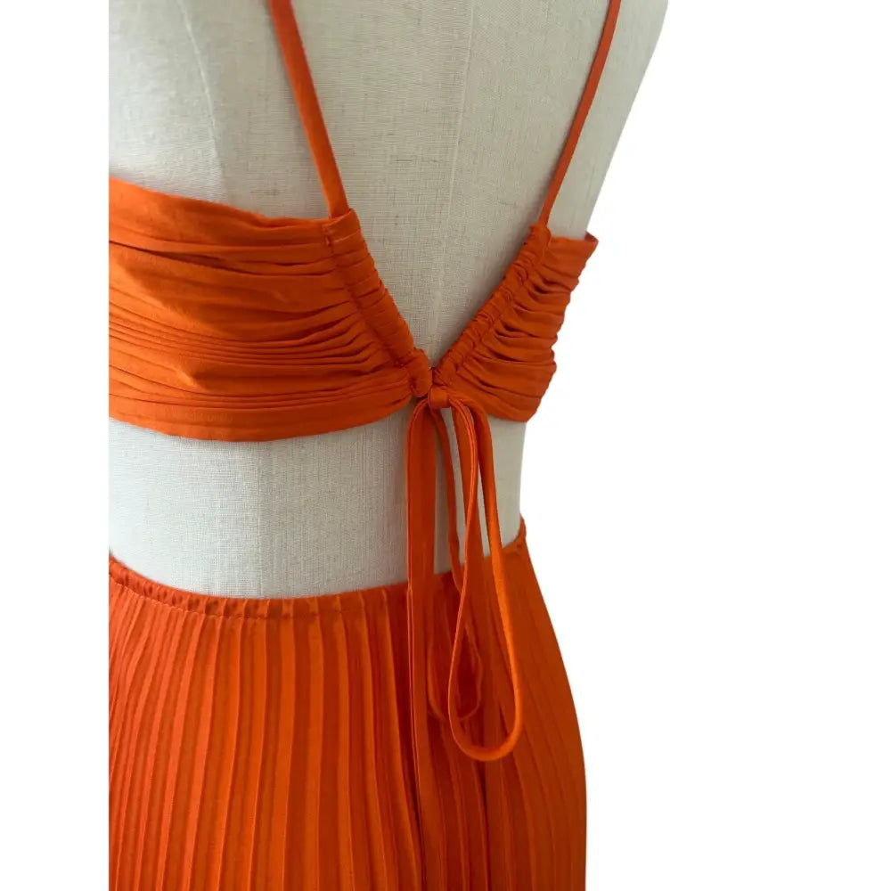 ALC Moira Satin Pleated Maxi Dress Persimmon