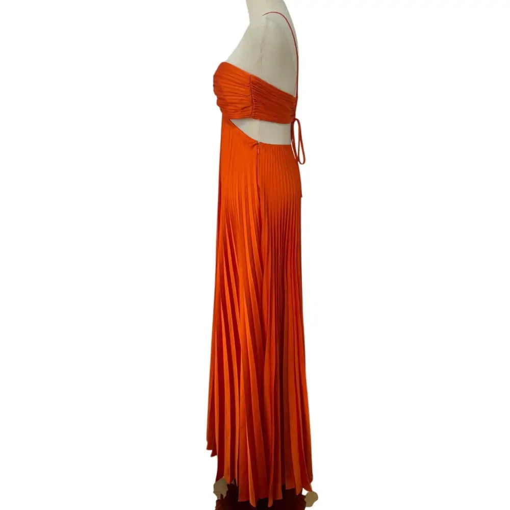 ALC Moira Satin Pleated Maxi Dress Persimmon
