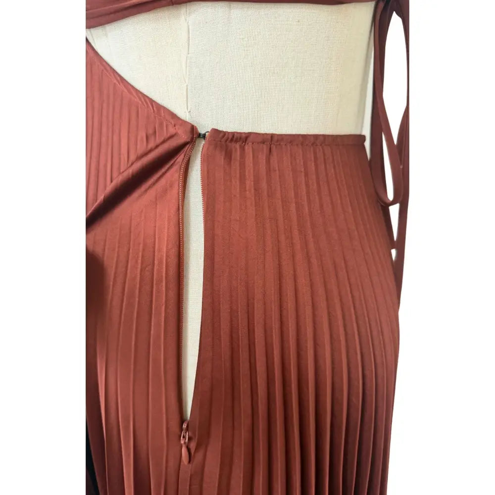 ALC Moira Satin Pleated Maxi Dress Rust - Dress