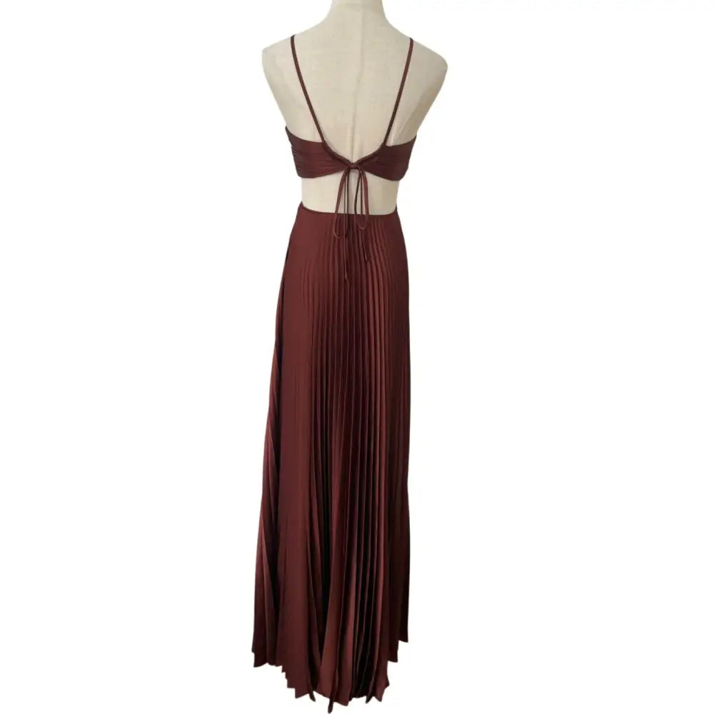 ALC Moira Satin Pleated Maxi Dress Rust - Dress