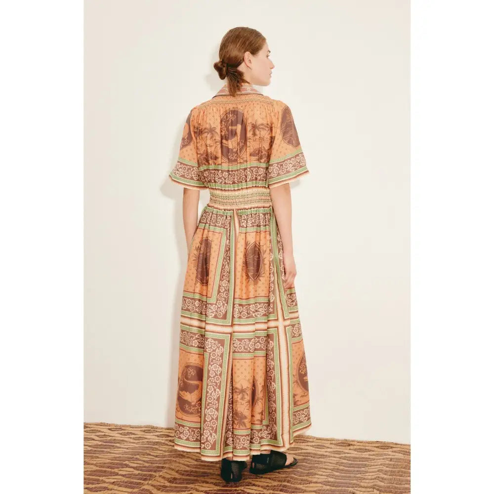Alemais Alberta Smocked Maxi Shirtdress - Dress