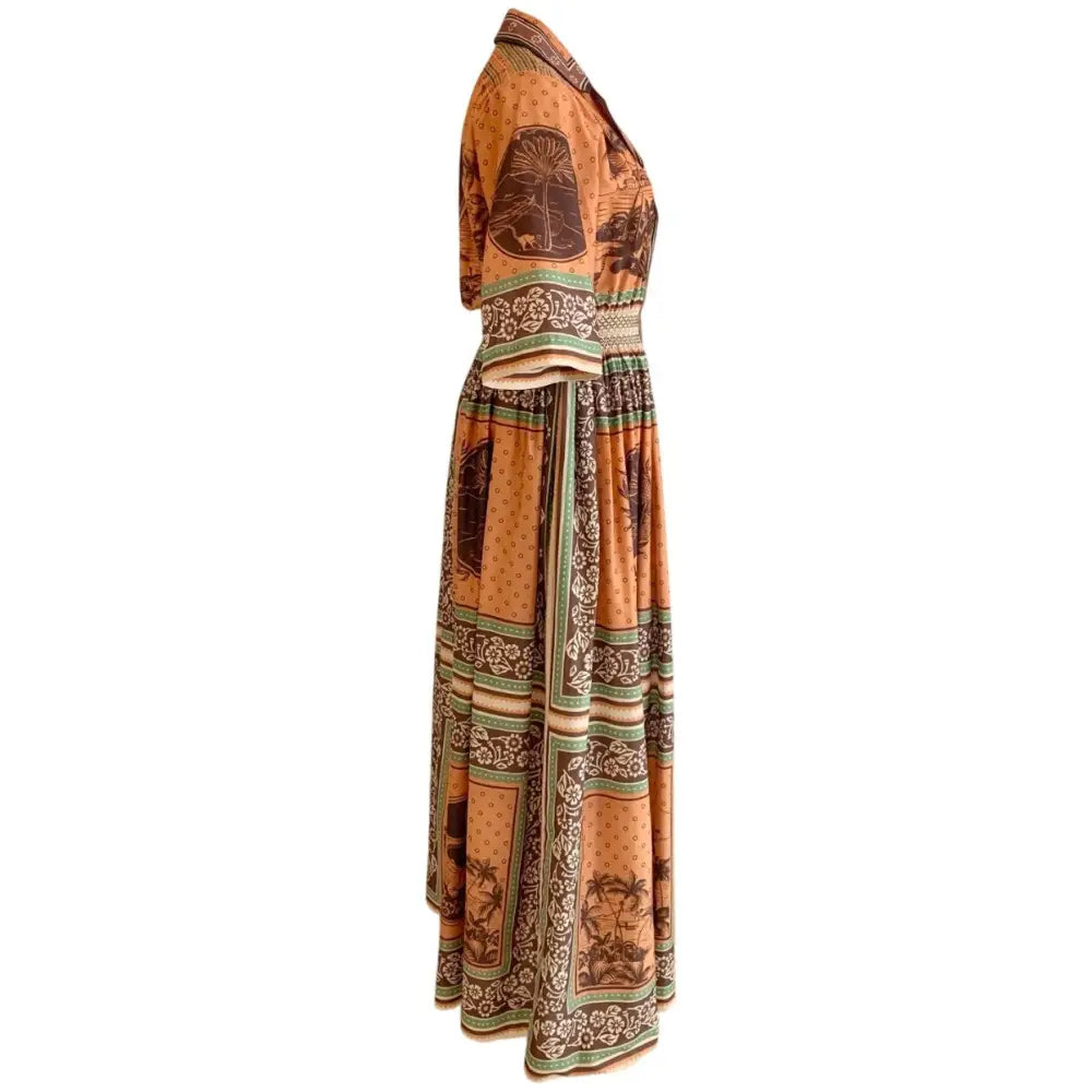 Alemais Alberta Smocked Maxi Shirtdress - Dress
