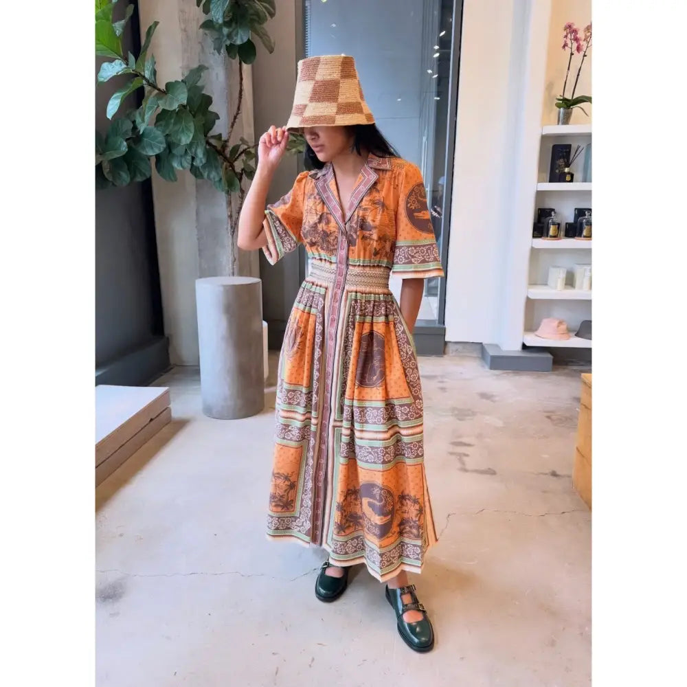 Alemais Alberta Smocked Maxi Shirtdress - Dress
