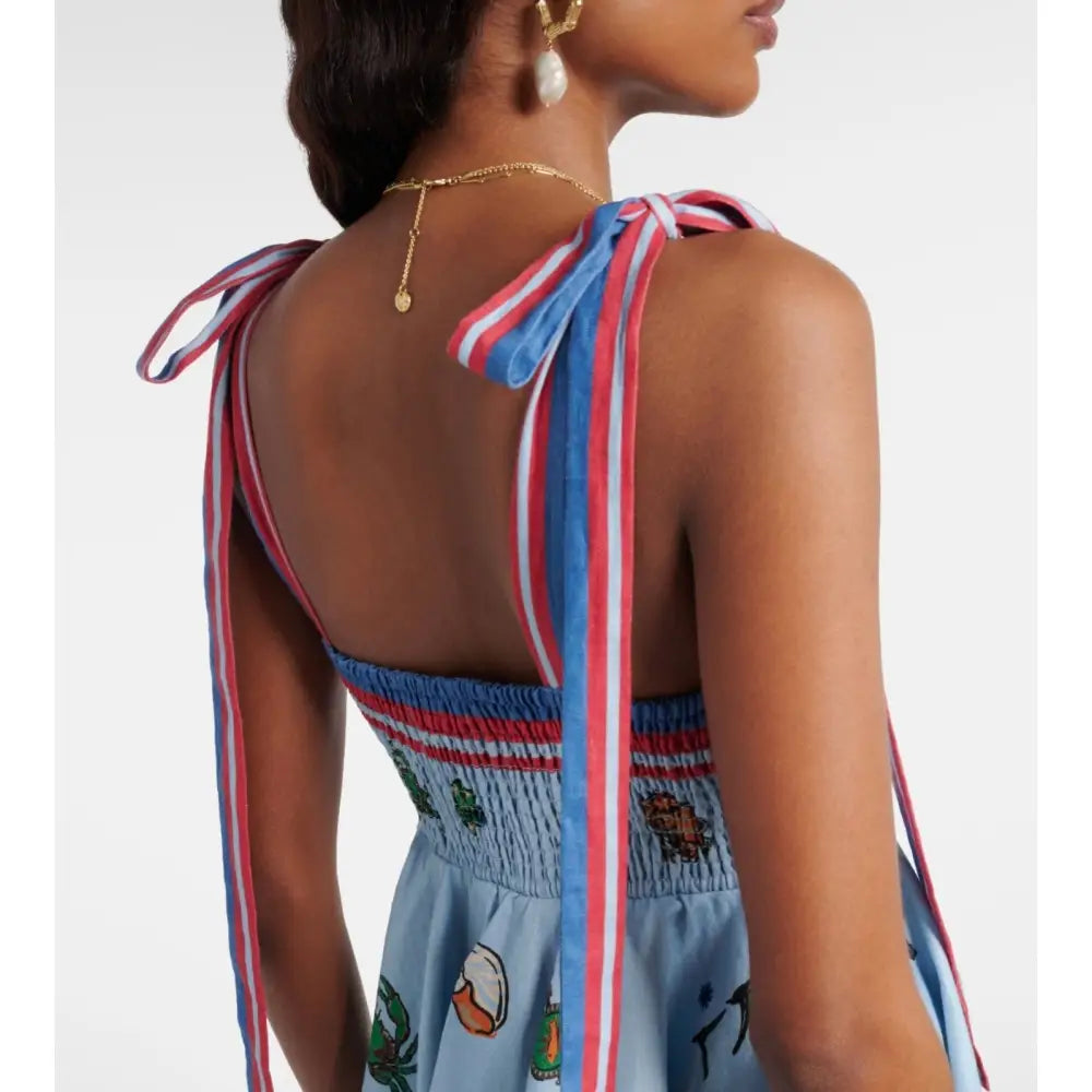 Alemais All Aboard Nautical Print Linen Mini Dress - Dress