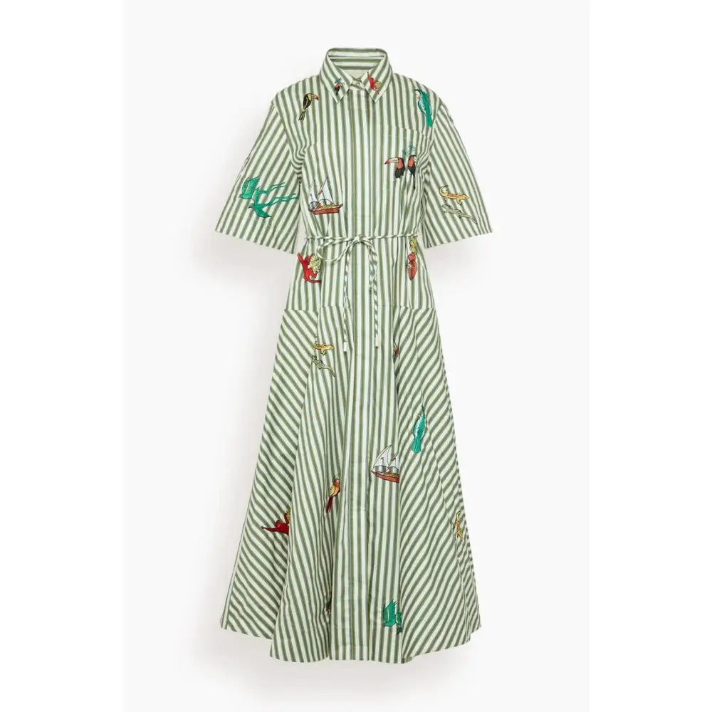 Alemais Bisou Embroidered Shirtdress in Stripe - Dress