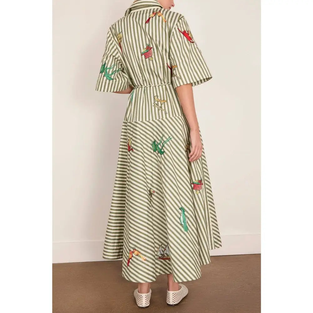 Alemais Bisou Embroidered Shirtdress in Stripe - Dress