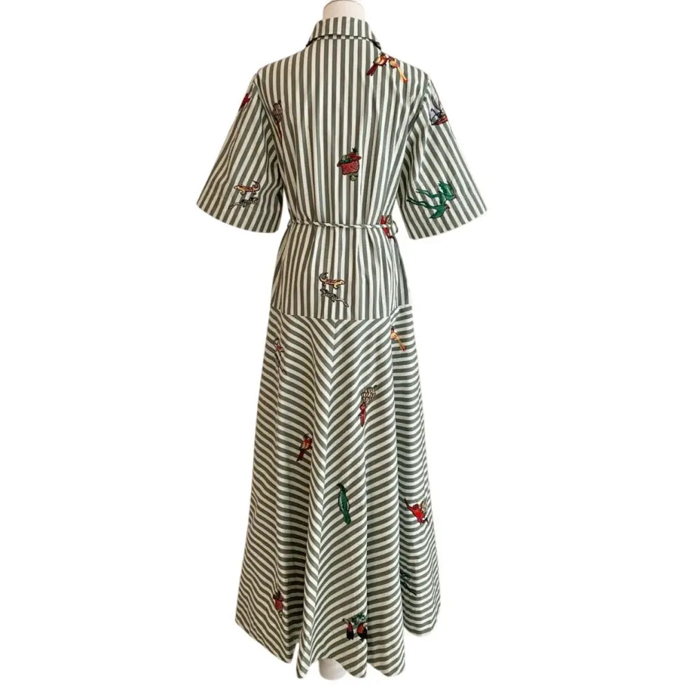 Alemais Bisou Embroidered Shirtdress in Stripe - Dress