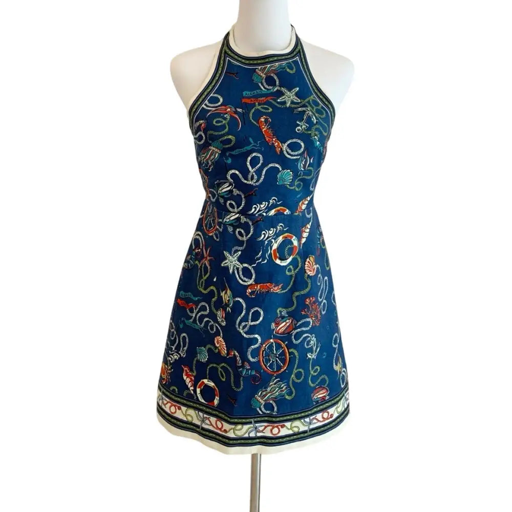 Alemais Cove printed halterneck linen minidress - Dress