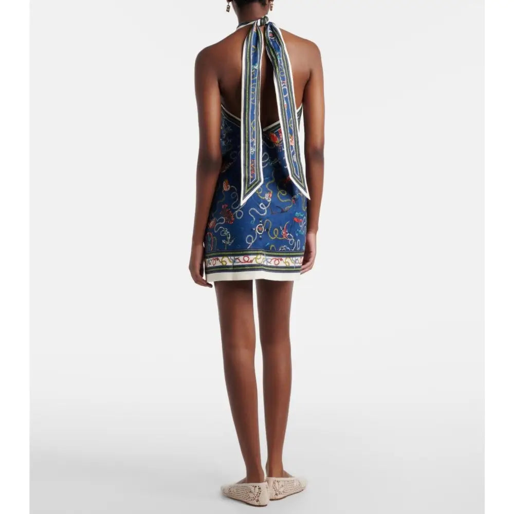 Alemais Cove printed halterneck linen minidress - Dress