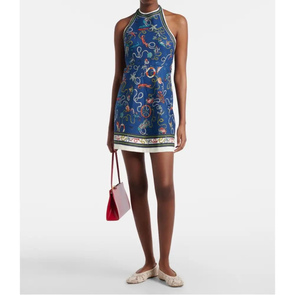 Alemais Cove printed halterneck linen minidress - Dress